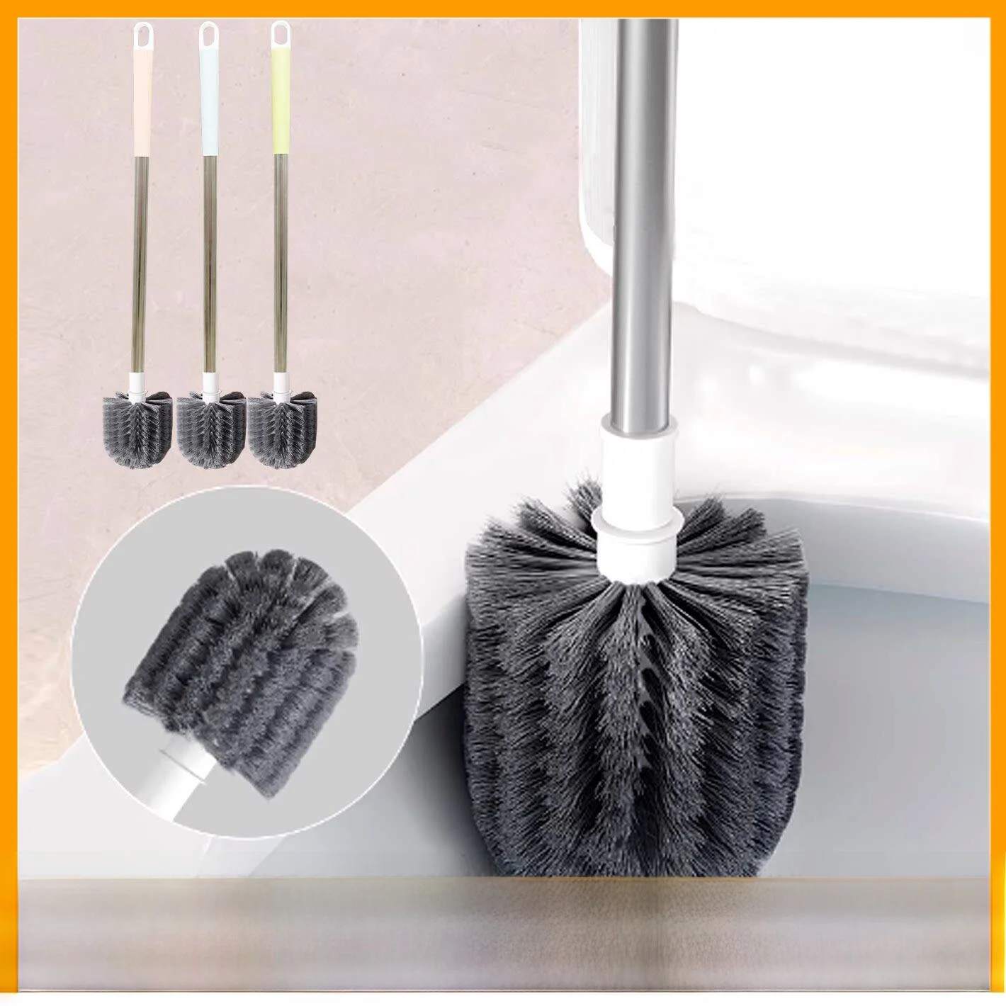 

Настенная щетка для унитаза с длинной ручкой, для домашней уборки, без мертвых зон, круглая, без сверления