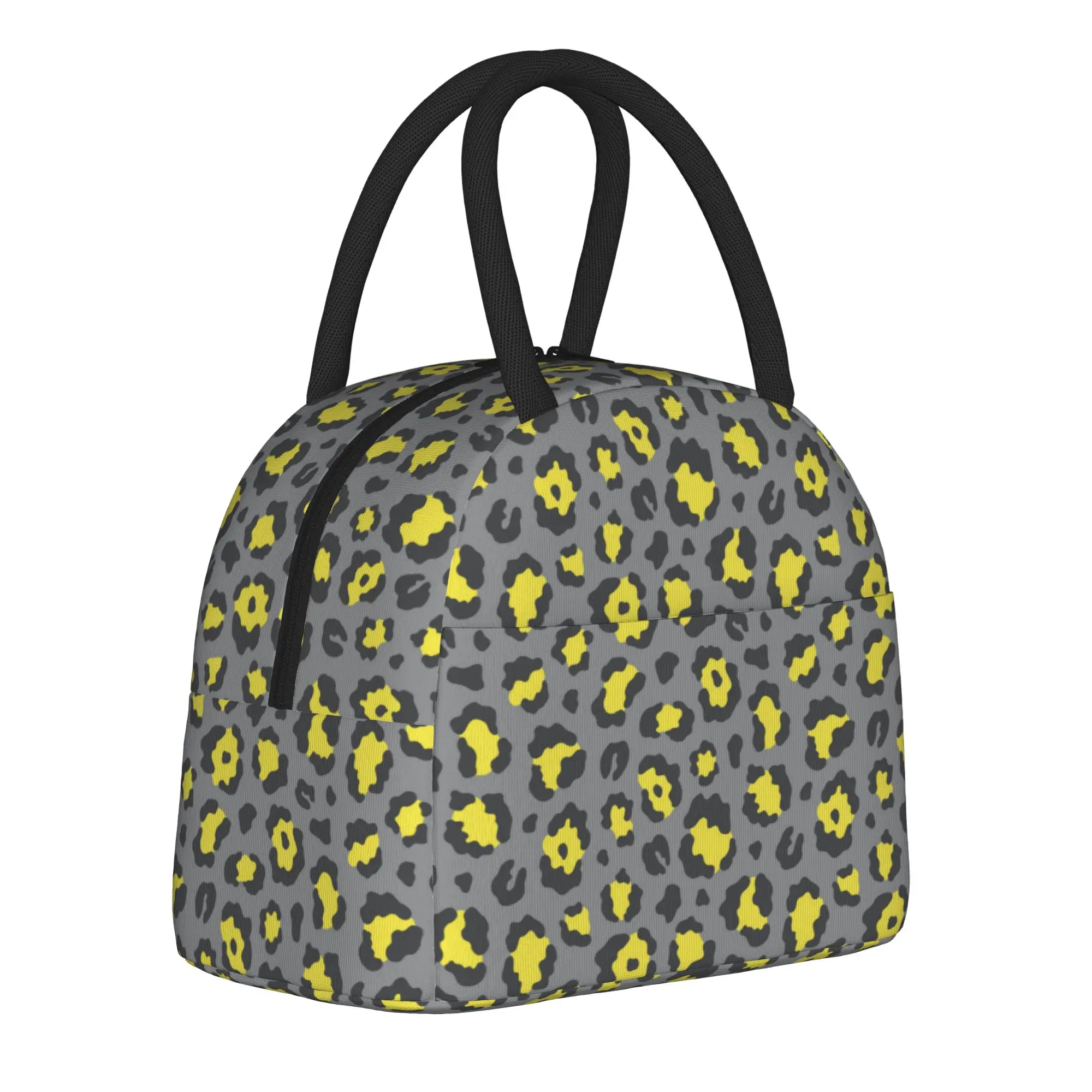 Leopard Animal Fur Printing  Insulated Lunch Bag Cooler Bag Reusable  Portable Tote Lunch Box Girl Boy College  Travel