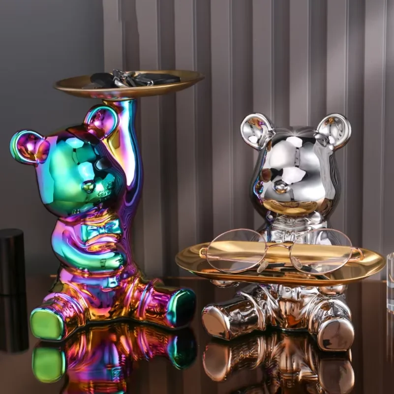 Home Decor Ceramic Colorful Plating Bear Storage Box Home Living New Room Desktop Tray Decorative