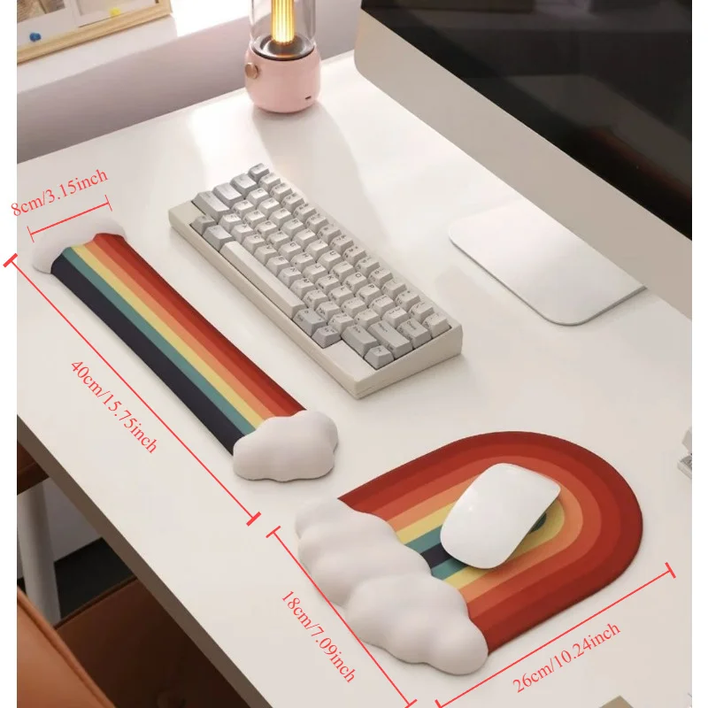 1pc Cute Cloud Rainbow Shaped Silicone Wrist Guard Mouse Pad Memory Cotton Keyboard Hand Support Mouse Pad Office Washable