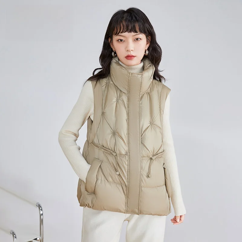 Snow Flng Women's ort down Vest 2025 New Sweet Stand Collar Jaet Outerwear Versatile Autumn Winter Coat Commute Sle S...