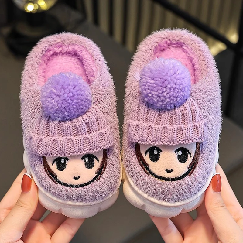 Winter children\'s cotton slippers boys\' cartoon indoor and outdoor home furnishings baby warmth girls\' cotton slippers