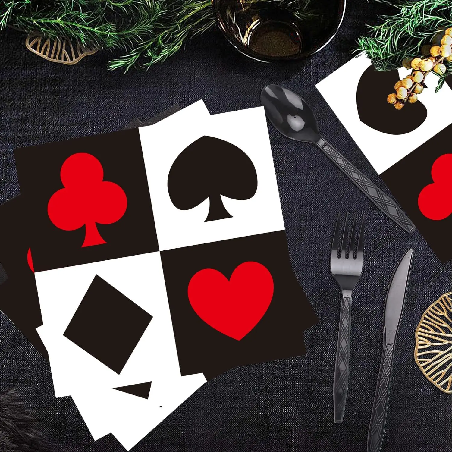 20/40/60/80 PCS Casino Theme Poker Napkins Las Vegas Disposable Napkins Club Games Casino Night Poker Theme Party Decor Supplies view 5