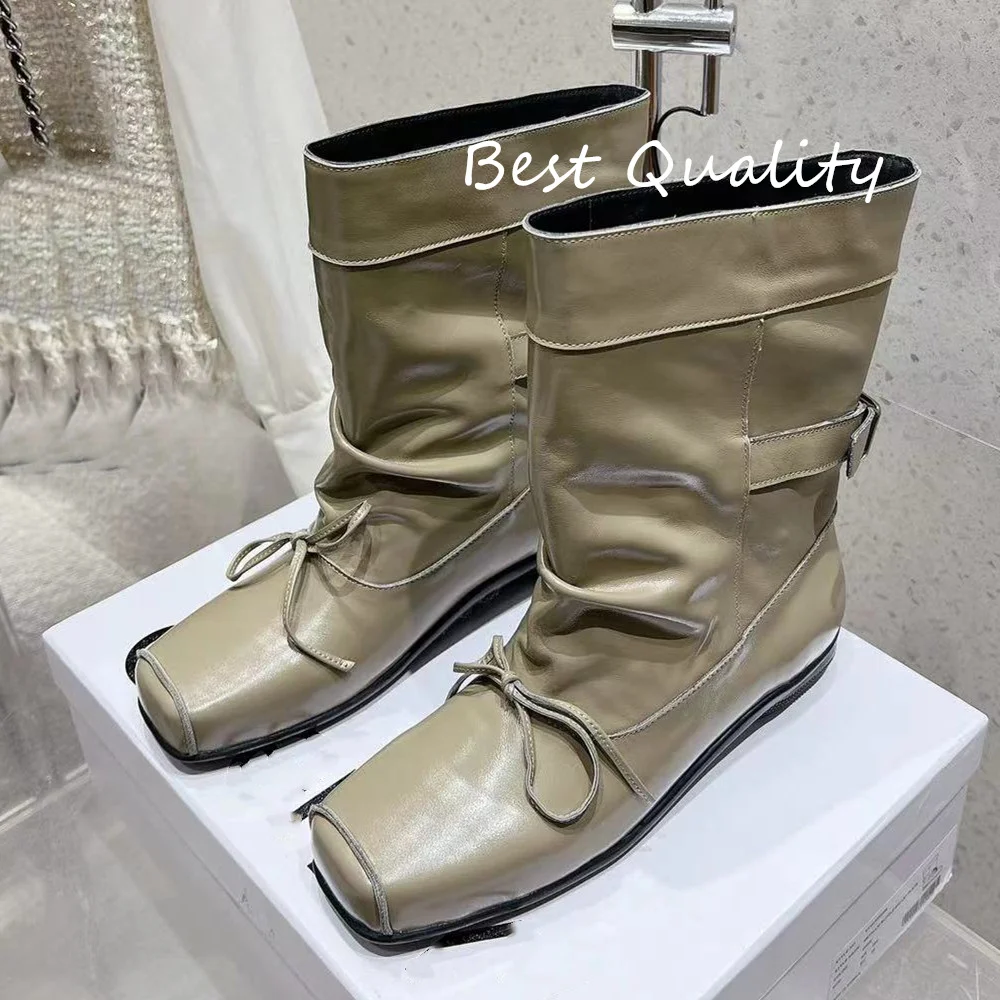 2024 Women's Long boots Genuine Leather Thick Sole Platform Boots Square head Square head Ankle Boots Winter Shoes