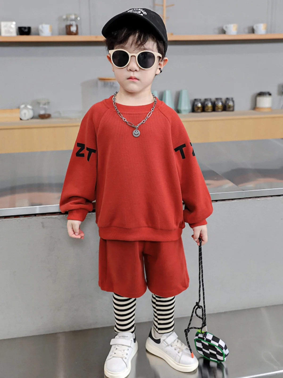 

New 2023 Boys Stripe Fake Two-Piece Sweatirt Set Sli Little Baby Spring Autumn Trendy Clothes Long Sve Long Pants