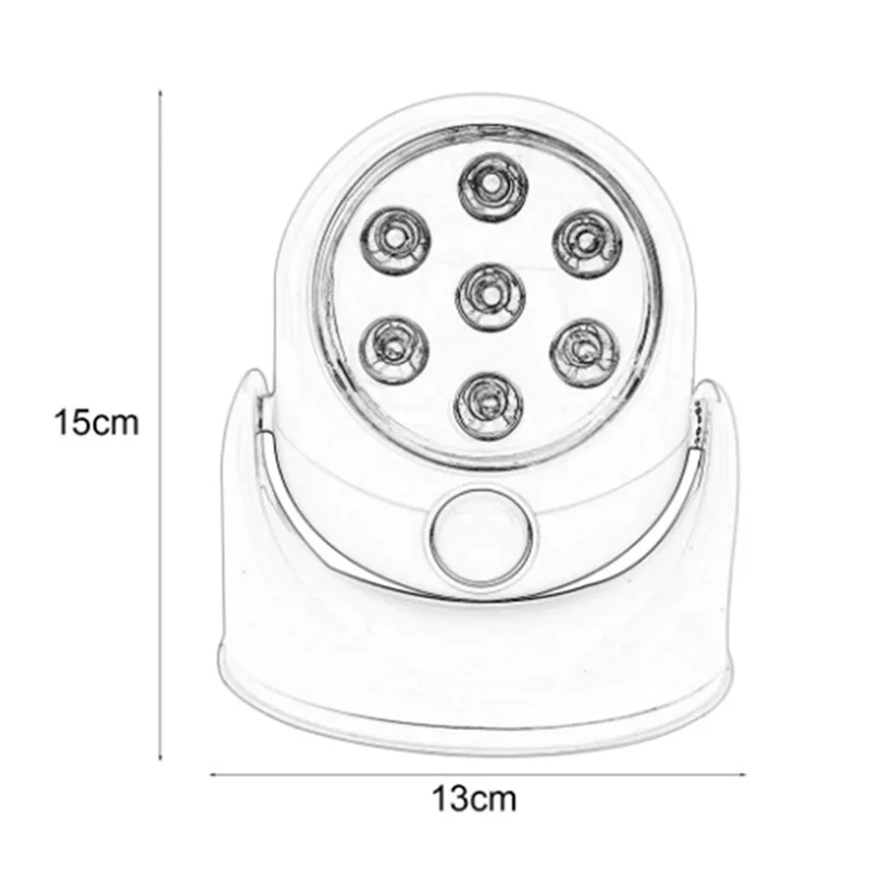 RALCA-2X 7 LED Wireless 360 Degrees Rotation Motion Activated Sensor Ultra Bright Night Light Automatic Infrared Wall Lamp