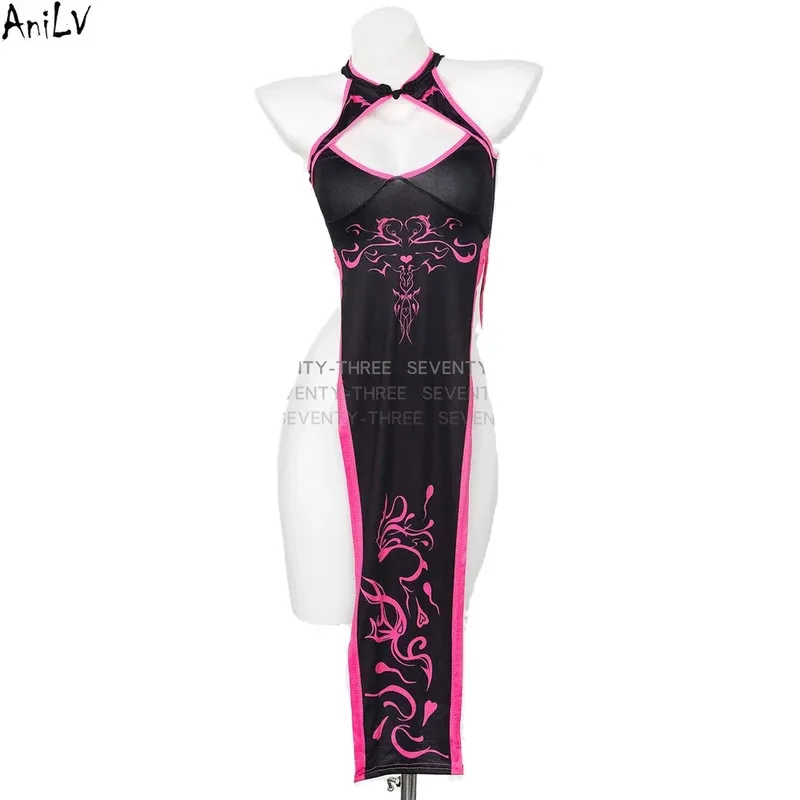 

AniLV Chinese Mythology Spider Goblin Cheongsam Fairy Totem Dress Uniform Abyssal Charm Demon Halloween Cosplay Costume