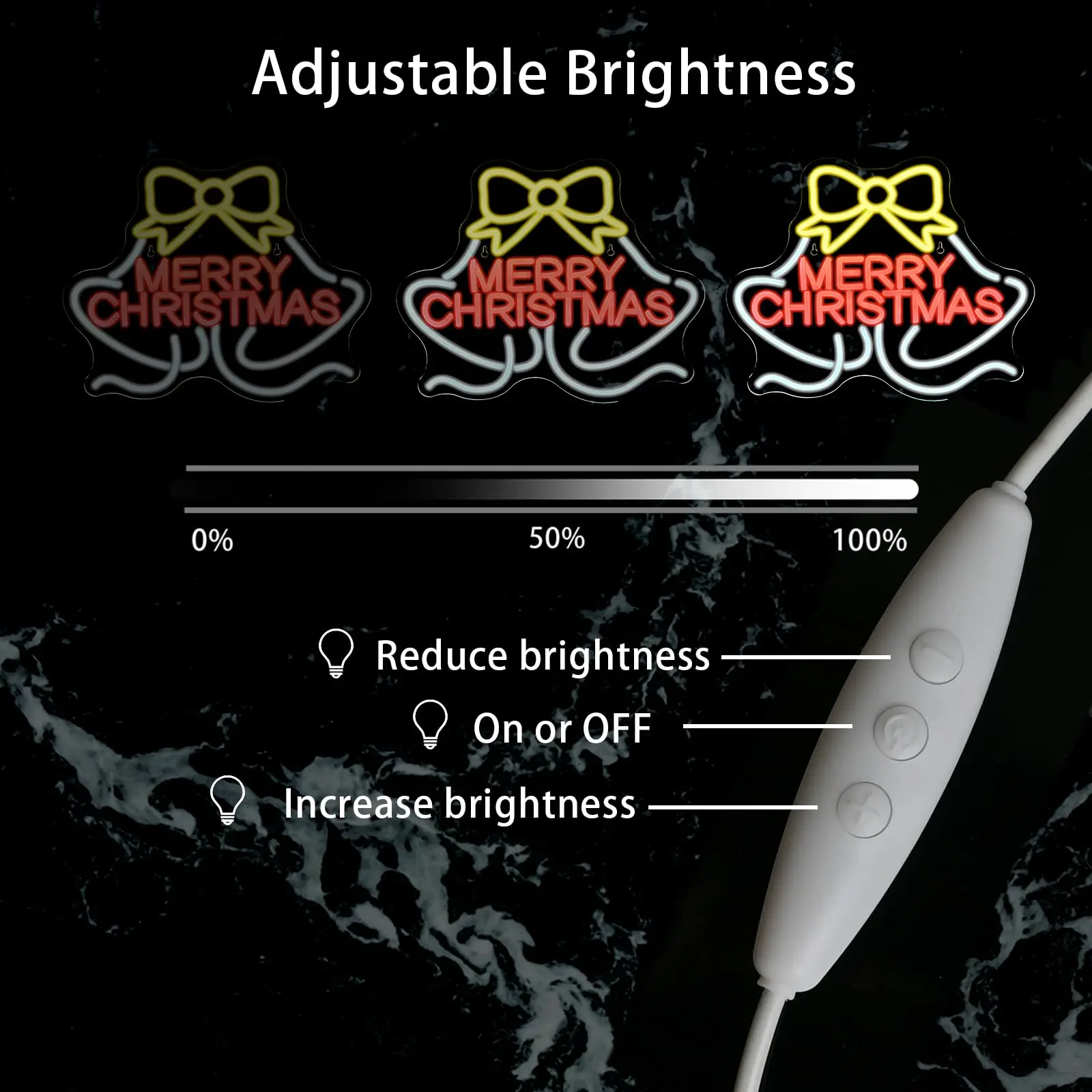 Esclusiva insegna al neon di Buon Natale con campana |   Decorazione da parete a LED alimentata tramite USB per feste di Natale in casa |   Decorazioni natalizie ideali per la famiglia