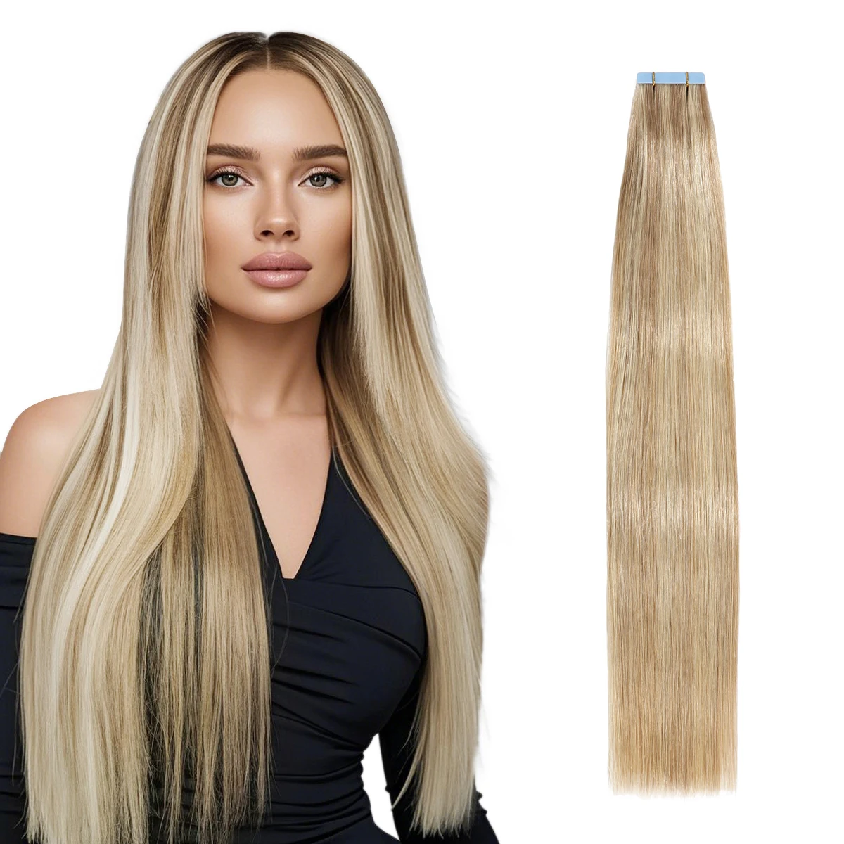 tape-in-human-hair-extensions-mixed-blondes-20pcs-european-remy-straight-invisible-tape-ins-adhensive-100-human-hair-for-salon