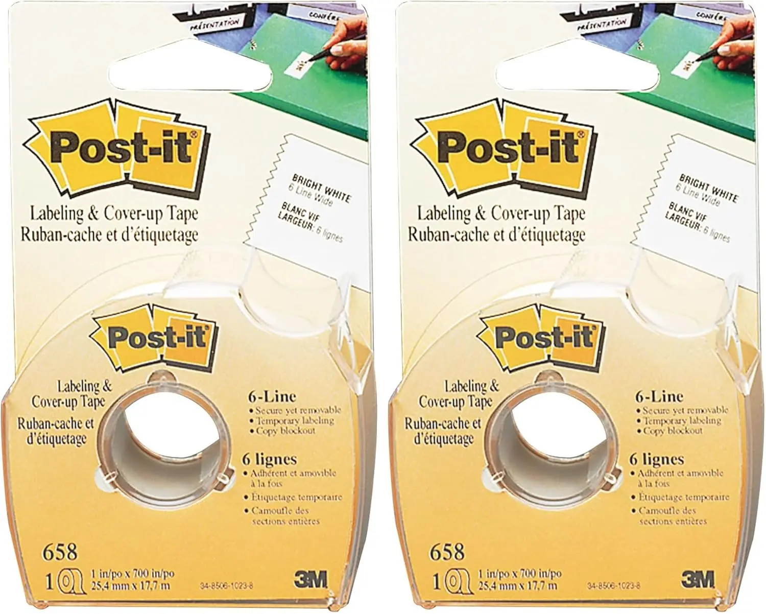 

Labeling Tape, 2 in x 36 yds., 1 Roll, White (695) (Pack of 2)