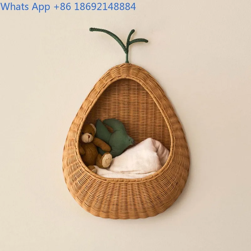 Nordic Style Rattan Wall-Mounted Key Storage Basket Home Decor Miscellaneous Storage Woven Basket