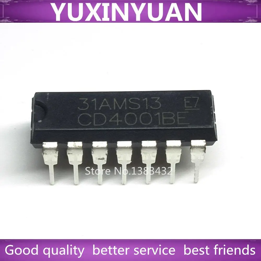 10PCS/LOT CD4001BE CD4001 4001 DIP14 YUXINYUAN IC IN STOCK YUXINYUAN IC CHIP