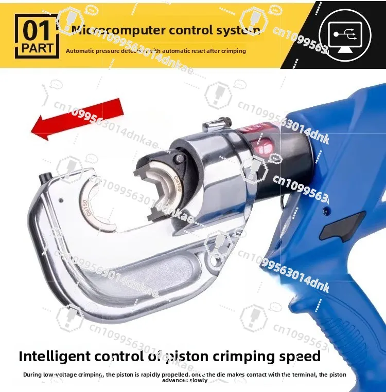 Electric Hydraulic Pliers HL-400 Rechargeable Crimping Pliers 300 Crimping Cold-pressed Copper and Aluminum Terminals EZ Lithium