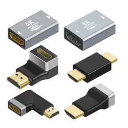 Adapter HD MI 2.1 90 stopni pod kątem prostym HDTV 4K 8K@60Hz żeński na żeński konwerter kabla HD-MI złącze przedłużające do laptopa