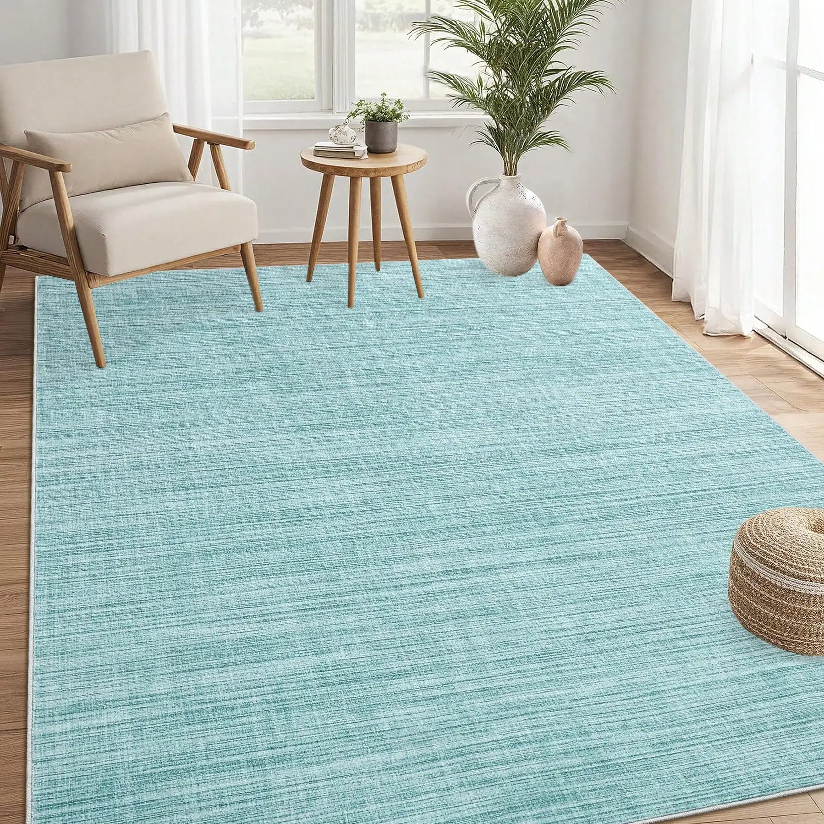 

1Pcs Room Decor Living Room Neutral Rug Washable Modern Beige Solid Abstract Large Area Rug For Bedroom With Non Slip Back Low Pile Stain Resistant Carpet For Dining Room Dorm Home Decor Runner For Hallway