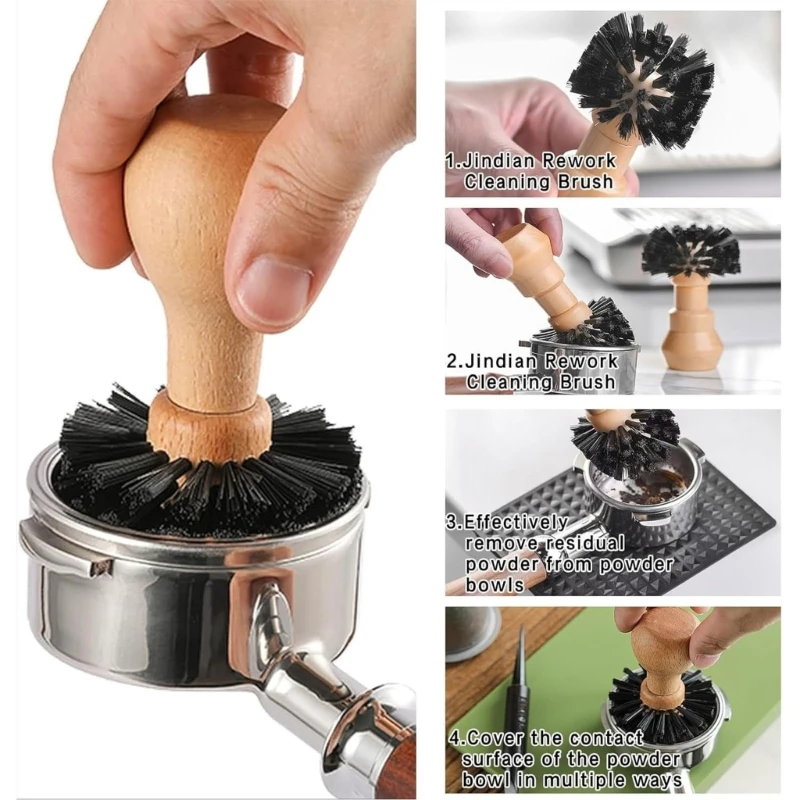 Grinder Cleaning Brush Coffee Milk Powder Brushes Soft Nylon Hair Removable Double-head Grinder Machine Cleaning Brush