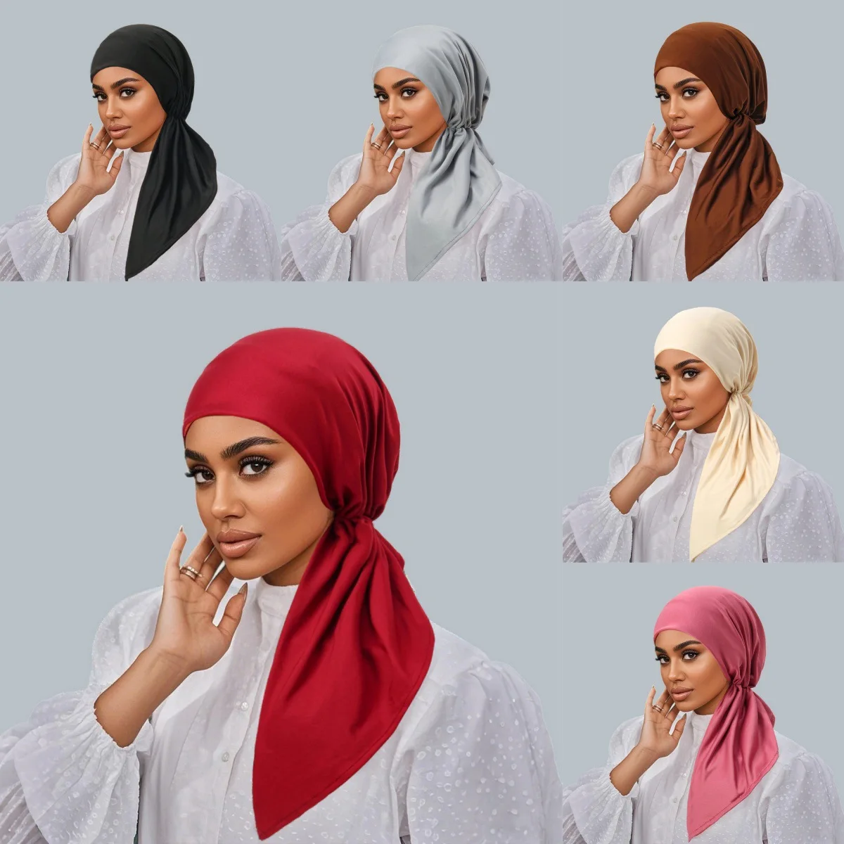 

Women Pre-Tied Turban Cap Muslim Hijab Chemo Hat Cover Hair Loss Head Scarf Wrap Strech Bandana Beanies Headscarf Solid Colors
