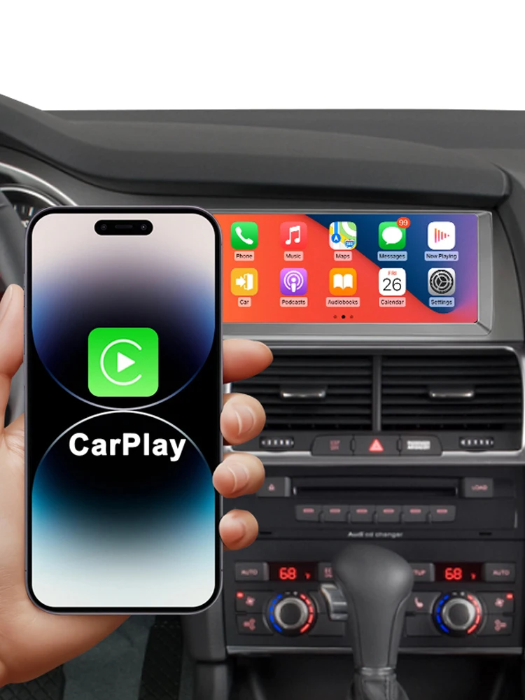 Bezprzewodowy CarPlay Android Auto 10,25-calowy ekran dotykowy do Audi Q7 4L 2005-2015 z oryginalnym ekranem samochodowym, inteligentne systemy samochodowe, inteligentne multimedia, radio samochodowe — 2