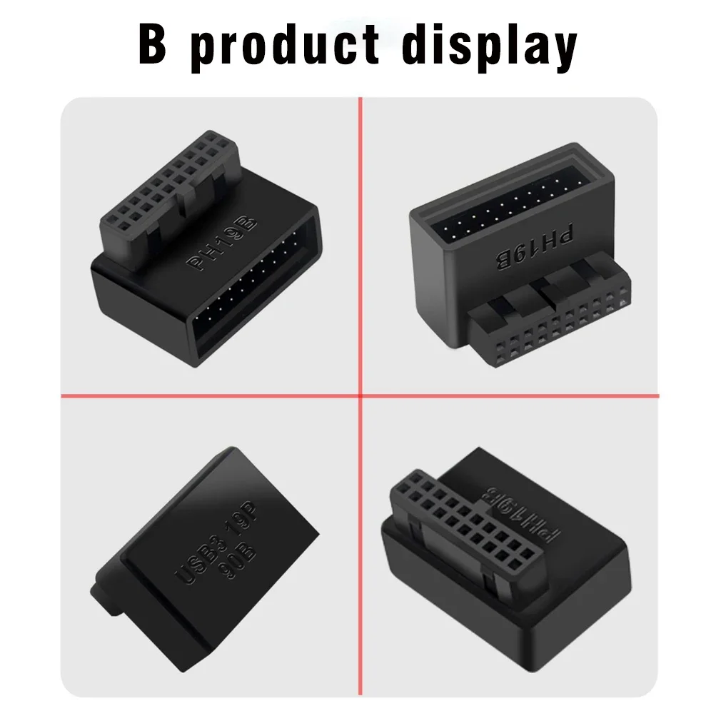 USB 3.0 19/20pin ชายหญิงอะแดปเตอร์มุม 90 องศา Converter สําหรับเมนบอร์ดเชื่อมต่อซ็อกเก็ต PH19A