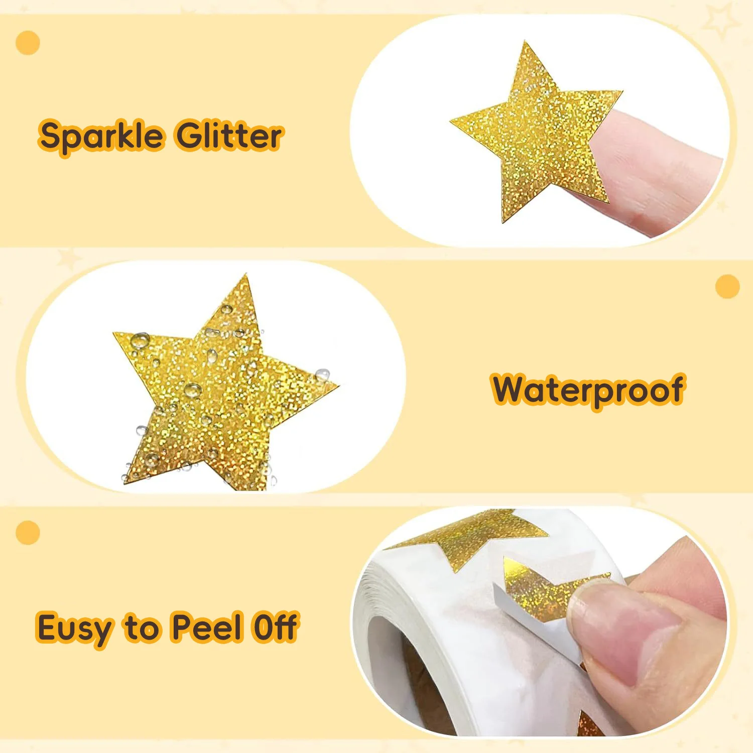 500 قطعة من ملصقات النجوم لمكافأة الأطفال، ملصقات نجوم ذهبية ثلاثية الأبعاد مقاس 1 بوصة لمخطط السلوك، مخطط الطلاب، فصول المدرسة #3