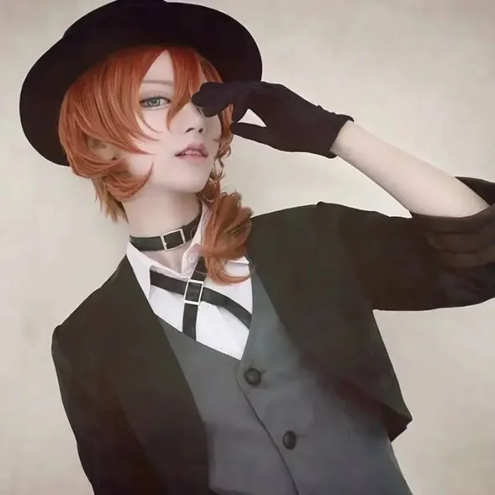 High Quality Anime Bungo Stray Dogs Chuya Nakahara Chuuya Cosplay Wig Heat Resistant Synthetic Hair Wigs