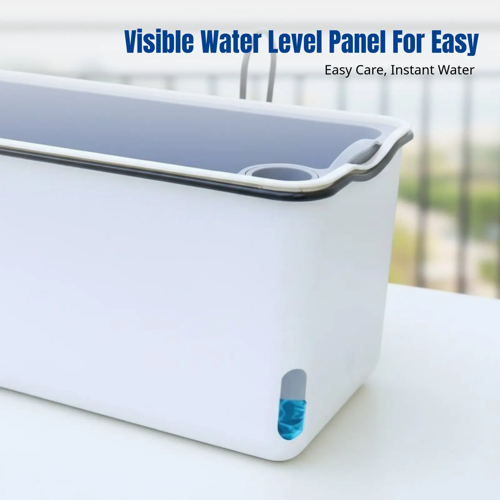 Balcony Hanging Flower Pot Rectangular Self-Watering Planter, Outdoor Wall-Mounted Garden Box, Water Level Gauge view 4