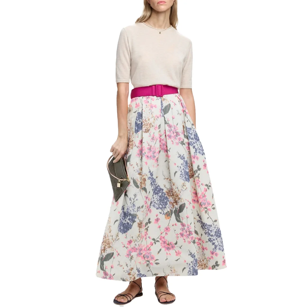 CHCH Women Long Skirts Fashion Women High Waist Zipper A Line Contrast Patchwork Loose Elegant Party Looks Ladies Maxi Skirt