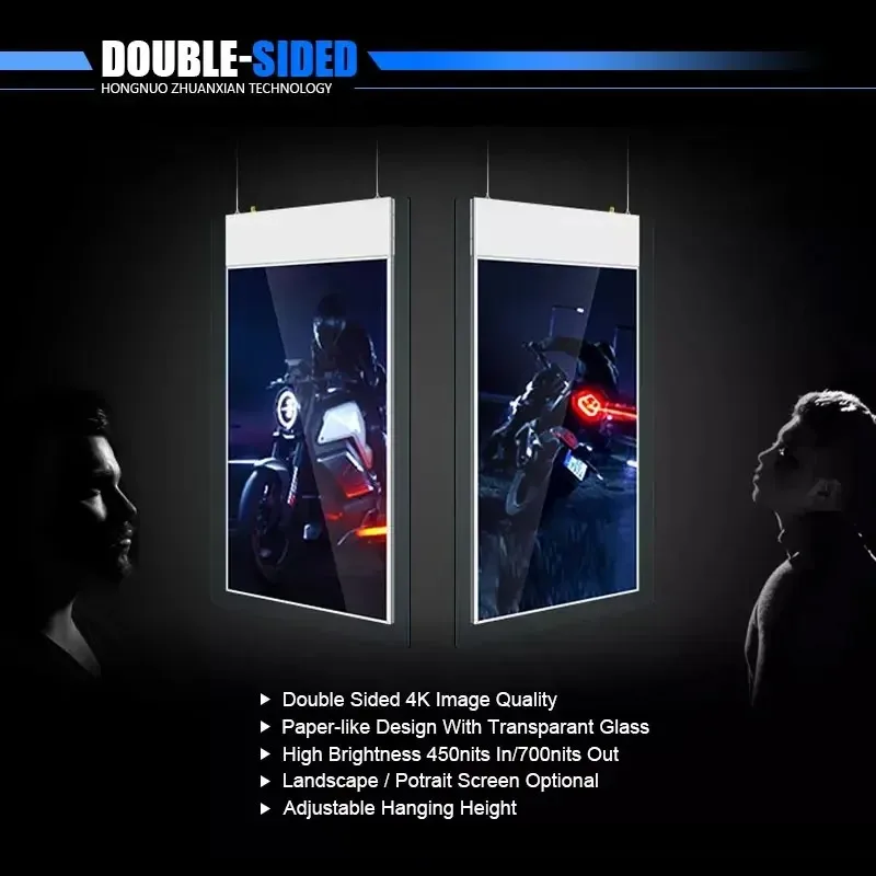 Hanging 43 49 55 65 Inch High Brightness Semi-outdoor LCD Screen Window Facing Digital Signage Advertising Video Player