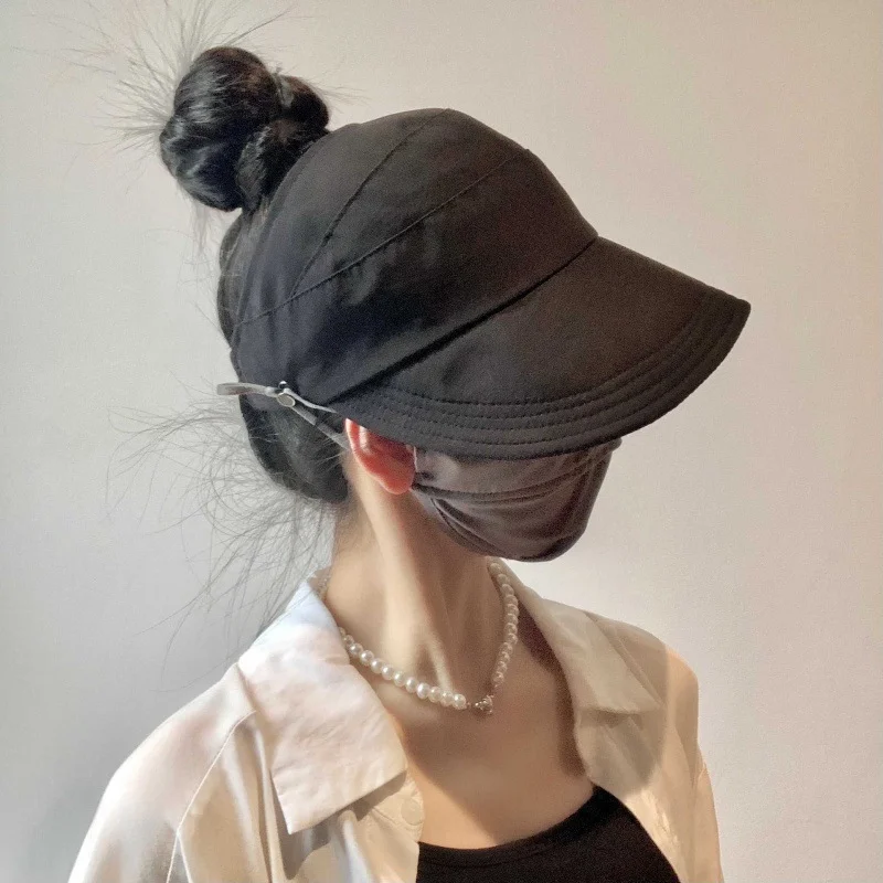 Summer Wide Brim Sunhat Women Sun Hats Foldable Adjustable Outdoor Beach Bucket Hat UV Protection Visors Fisherman Ponytail Cap