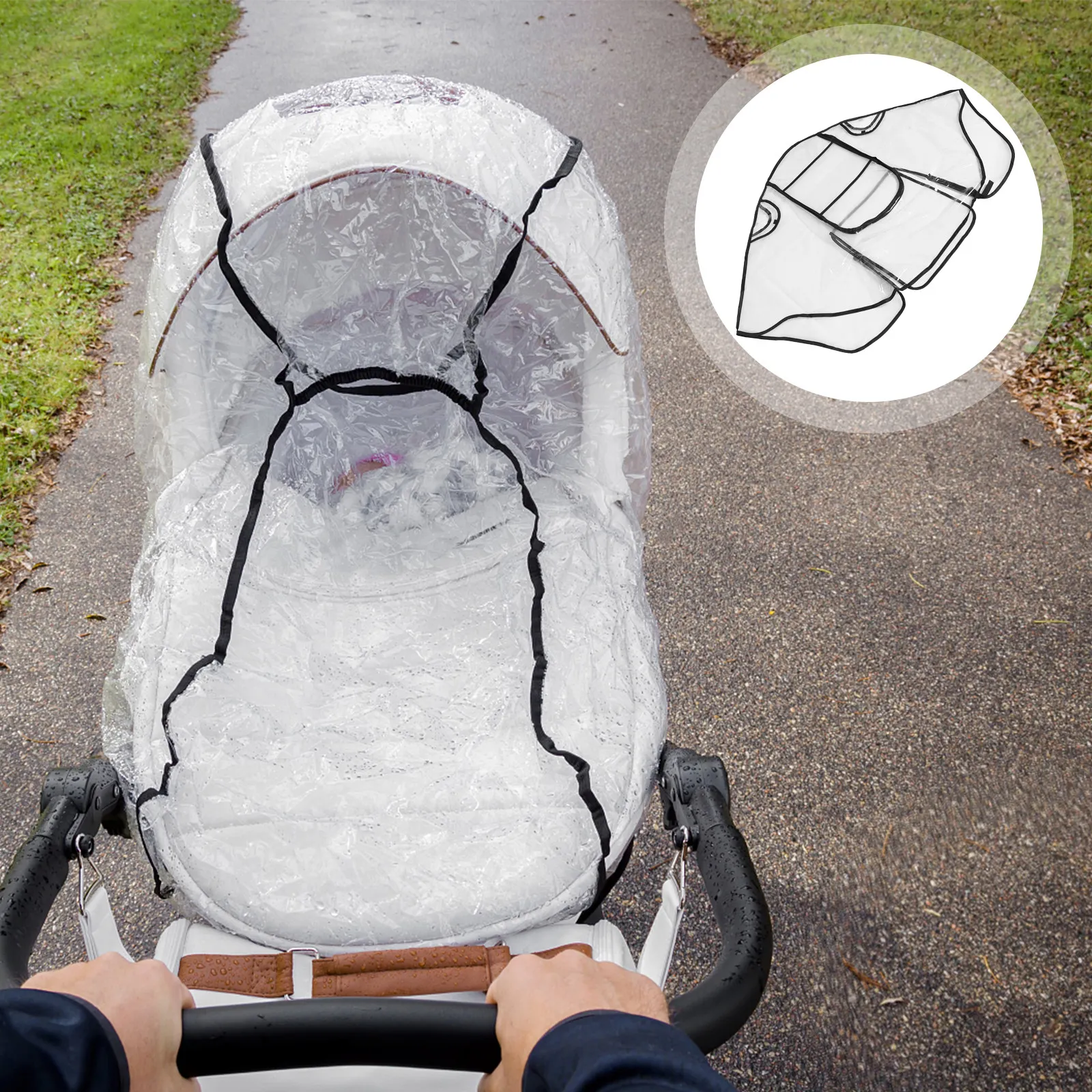 Universal Baby Stroller Rain Cover Waterproof Windproof Transparent Eva Material Clear Visibility Breathable Ventilation Secure