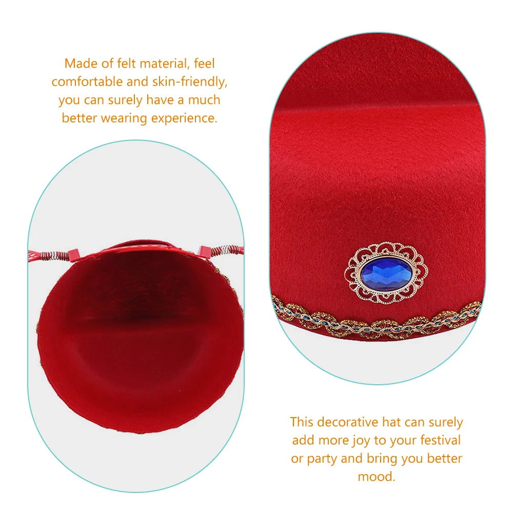 

Chinese Style Uwagami Hat Prop Felt Retro Party Cosplay Costume Performance Festival Adult Oriental Opera Headdress Lightweight