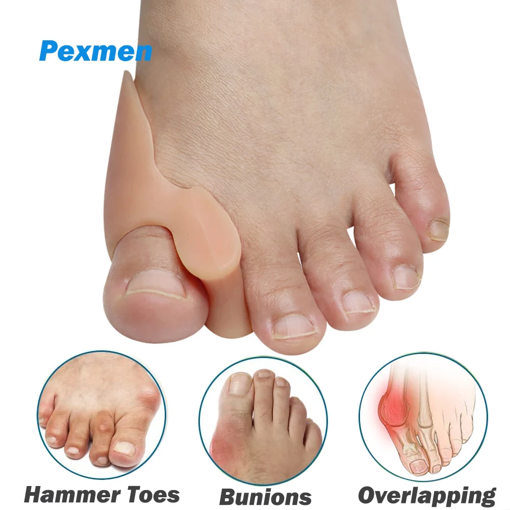 

Pexmen 2Pcs Big Toe Separator Bunion Cushions Protectors Bunion Pad Toe Spacer Bunion Corrector Bunion Relief with Gel Shield