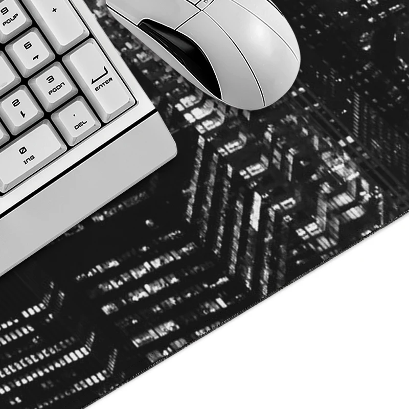 Black And White City Nightscape Gaming XL Large Home HD Mousepad XXL keyboard pad Soft Natural Rubber Carpet Desktop Mouse Pad