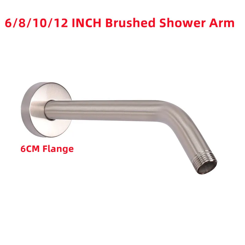 304 aço inoxidável escovado braço de chuveiro, Wall Mount Showerhead tubo, barra fixa tubulação, acessórios do banheiro, 6 ", 8", 10 ", 12"