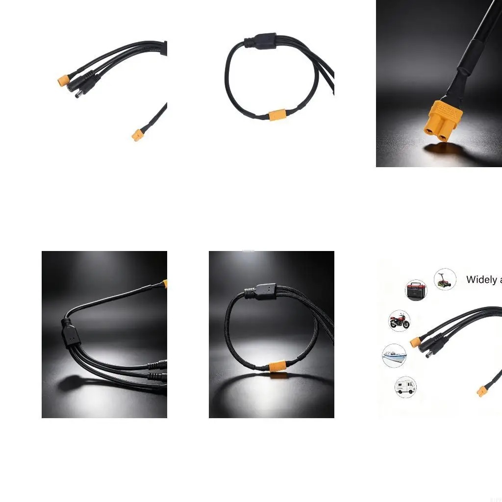 E1PF XT30 to 5.5x2.1mm Wire, 30cm 3 in 1 Charging Cable with Split End Layout, Insulated Build and Smooth Routing for Battery