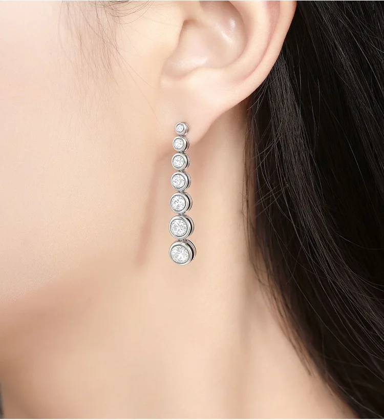 3,18 Karat D-Farbene Moissanit-Diamant-Blasen-Quasten-Ohrringe aus 925 Sterling Silber, Edle Damenschmuck Hängeohrringe, Geburtstagsgeschenk – Detail 4