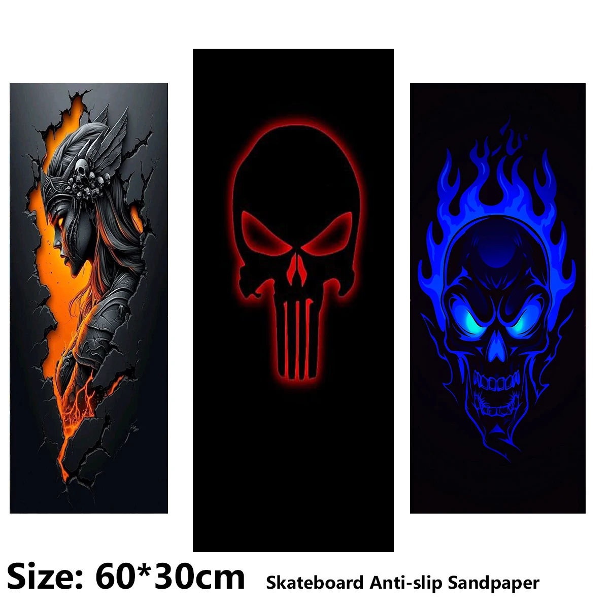 

Blue and Red Skull Beauty Pattern Electric Scooter Anti-slip Sticker Sandpaper Skateboard Grip Tape Sheet 60*30cm