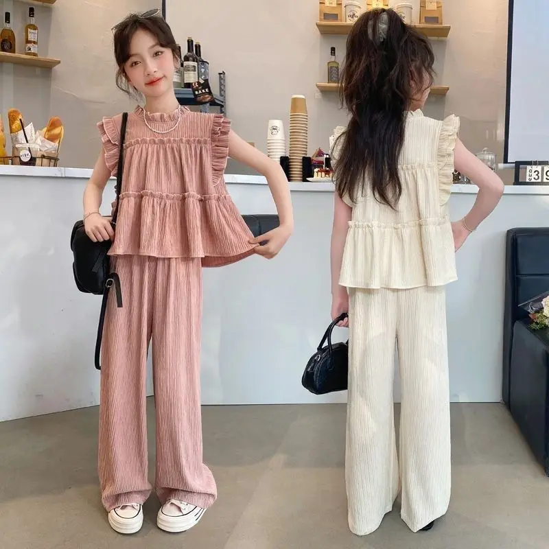 

Girls Clothes Set Summer Solid Color Vest + Short Pants 2 PCS Children Clothing for Girl Teen Kids Girls Clothes 8 10 11 12 Year