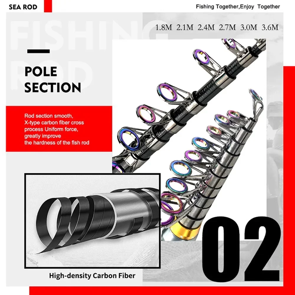 Angelruten- und Rollen-Set, superharte Teleskop-Angelrute, 1,8–3,6 m, Spinnrolle, 1000, 2000, 3000, Angelrute mit Rolle, Pesca – Detail 8