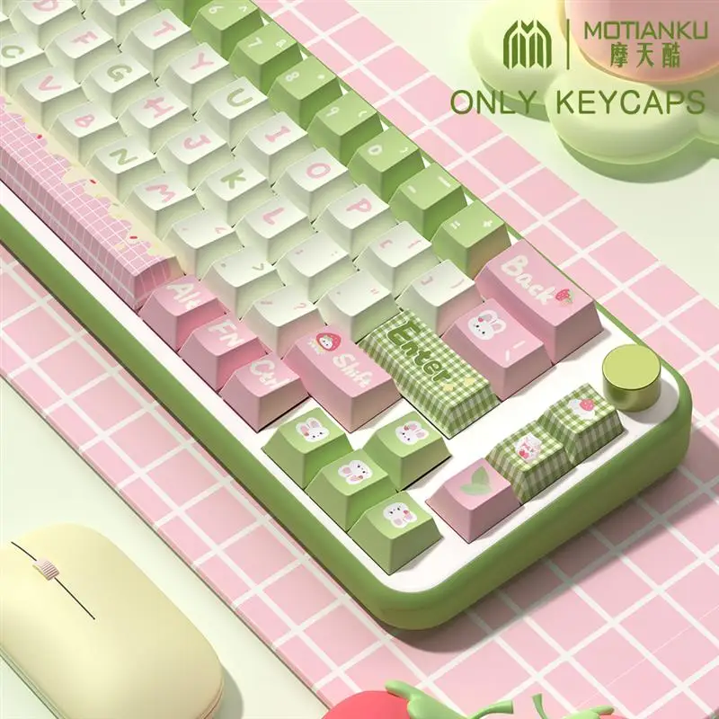 

158 keys sweet milk rabbit Cartoon Theme Keycaps MDA/Cherry Profile Key caps for 61/64/68/84/87/96/98/104 Mechanical Keyboard