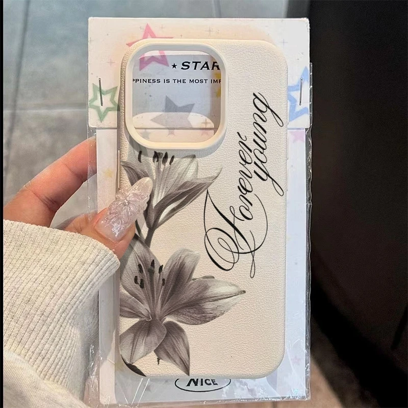 Ink-style Lily Pattern Phone Case For iPhone 17 Pro Max 16 15 14 13 12 11 XS Max X XR 7 8 Plus 16E 17 Air Shockproof Soft Cover product photo