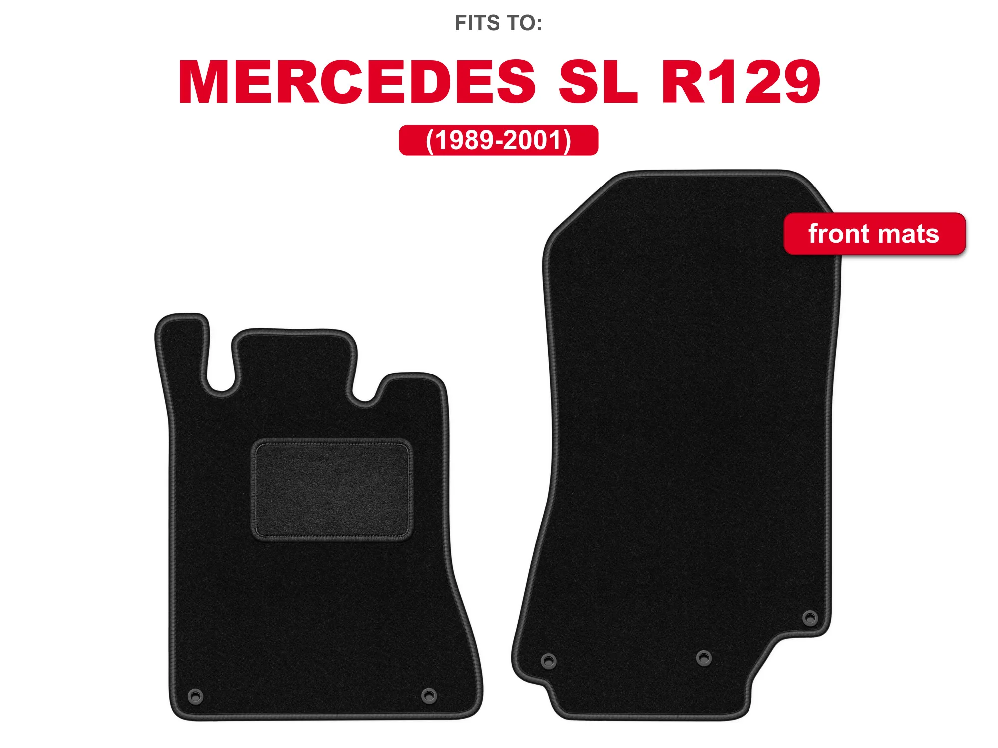 Velours vloermatten voor: Mercedes SL R129 1989-2001 500 SL zwarte auto vloermattenset voor voertuigvloer