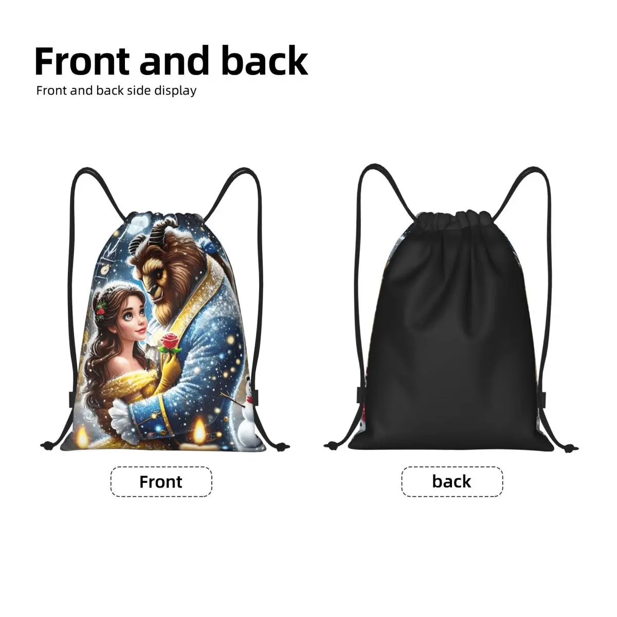 حقائب ظهر برباط من أنيمي بيوتي آند ذا بيست خفيفة الوزن برسوم كرتونية رومانسية للصالة الرياضية أكياس حقيبة رياضية للتسوق