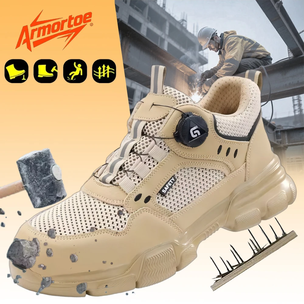 

ArmorToe Rotary Buckle Summer Models Safety Shoes Anti-smash Anti-stabbing Steel Head Protective Shoes Non-slip #Armor2569
