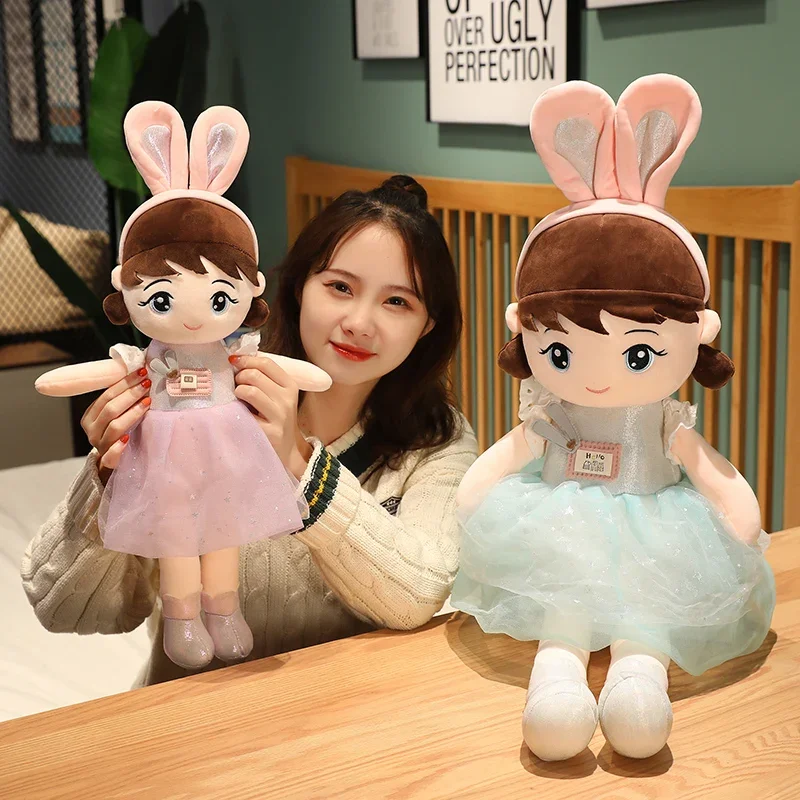 45cm Kawaii Plush Girl Dolls with Rabbit Ear Soft Stuffed Dolls Lovely Plush Toys Girl Toys Kids Birthday Valentine Gift