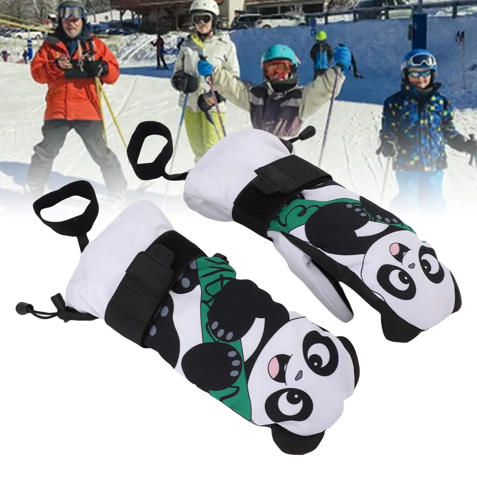 

1 пара лыжных перчаток для юниоров, противоскользящие зимние варежки, теплые, устойчивые к истиранию, непромокаемые, перчатки для сноуборда, ветрозащитные перчатки для сноуборда