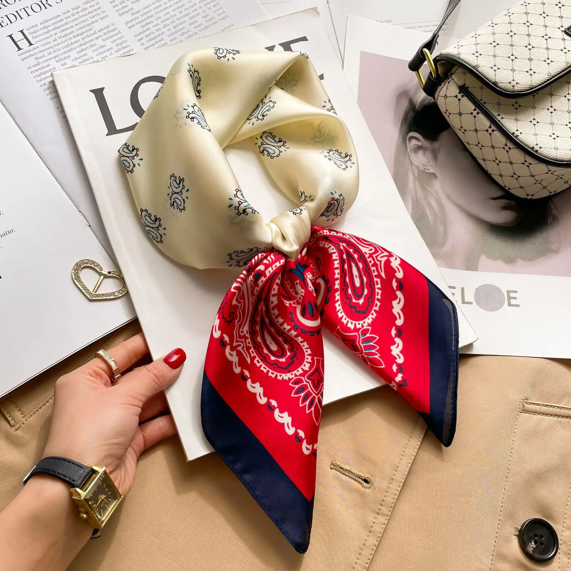 70 Cm Haar Print Zijde Koel Gevoel Sjaal Voor Vrouwen Mode Stropdas Handtas Foulard Pols Hoofddoek Sjaal Wraps Hajib lady