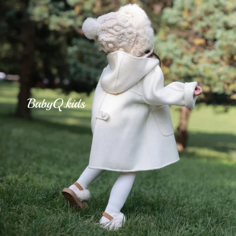 Winter Baby Cartoon Cute Animal Double-Sided Long-sleeve Wool Coat Baby Girls Warm Thicken Jacket girls winter coat