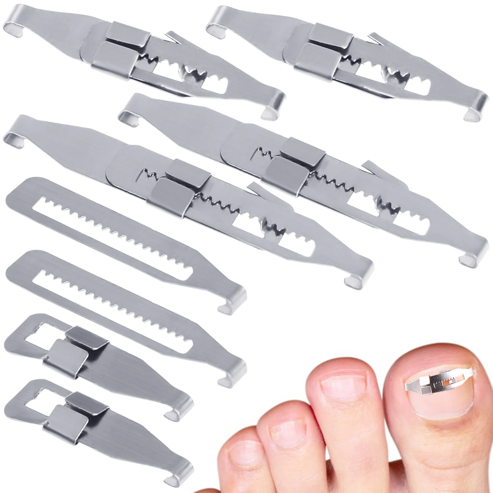 4/10pc Carbon Steel Ingrown Toenail Pedicure Tool Straightening Correction Clip Curved Brace Toenail Thick Paronychia Correction