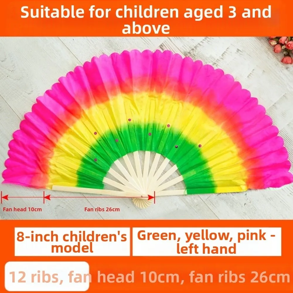 26/31cm Bamboo Chinese Short Bellydance Fan Dancer Practice 10/20cm Half Circle Silk Veil Pairs Yangko Dance Bamboo Fans